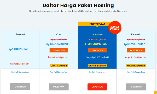 Pilih paket hosting