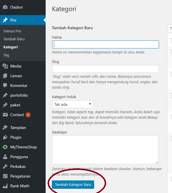 Cara membuat kategori di WordPress atau cara menambahkan kategori dan subkategori di WordPress.