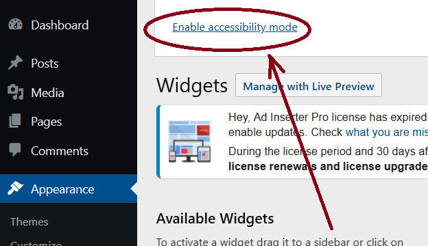 Enable accessibility mode