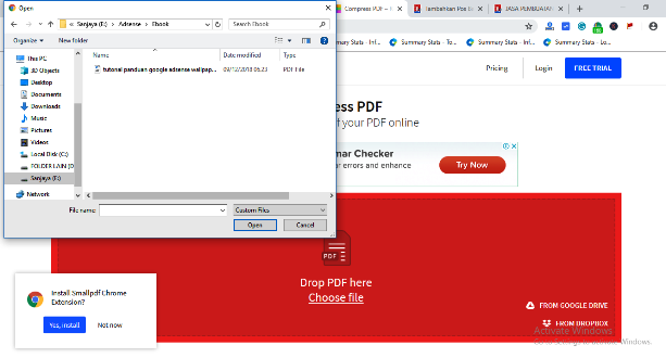 Mencari file PDF yang ingin diperkecil