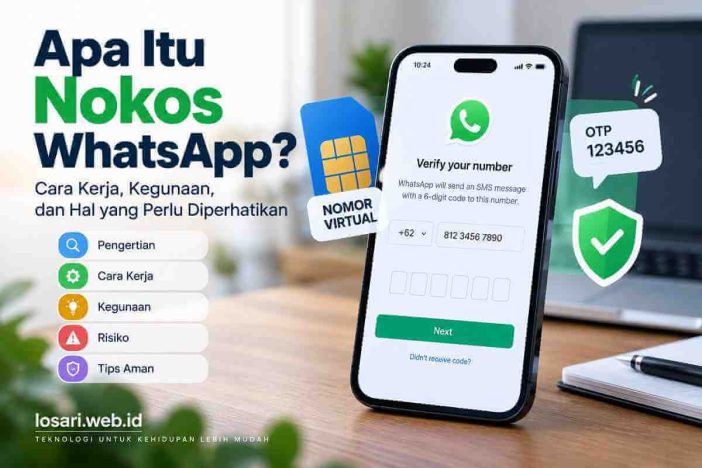 Ilustrasi nokos WhatsApp, nomor virtual, OTP, cara kerja, kegunaan, dan risiko penggunaannya